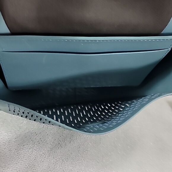 Skagen Lobelle SKY BLUE Mini Perforated Leather Saddle Bag Crossbody cut out - Picture 10 of 15